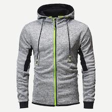 Romwe Guys Zip Up Drawstring Hoodie