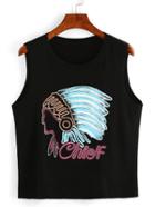 Romwe Indians Print Loose-fit Tank Top