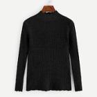 Romwe Mixed Knit Scallop Trim Jumper