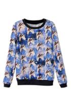 Romwe Unicorn Print Dual-tone Sweatshirt