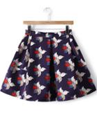 Romwe Floral Flare Blue Skirt