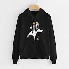 Romwe Cartoon Print Hooded Sweatshirt