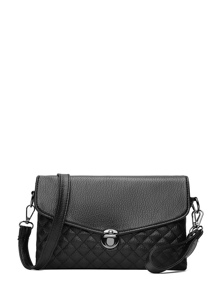 Romwe Quilted Pu Flap Bag