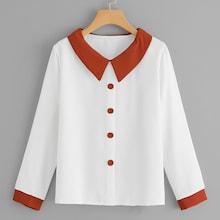 Romwe Single Breasted Contrast Collar Blouse