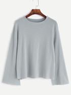 Romwe Green Long Sleeve Casual T-shirt