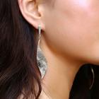 Romwe Textured Metal Leaf Drop Earrings
