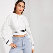 Romwe Wide Hem Striped Hoodie