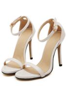 Romwe White Stiletto High Heel Ankle Strap Sandals