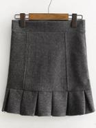 Romwe Grey Ruffle Hem Cute Skirt