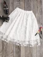 Romwe Embroidered Vine Applique Mesh Skirt