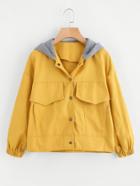 Romwe Graphic Print Back Contrast Hooded Jacket