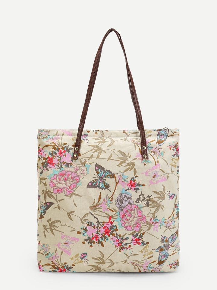 Romwe Calico Print Tote Bag