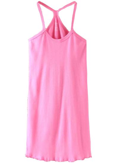 Romwe Pink Spaghetti Strap Peplun Hem Vest