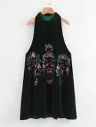 Romwe Sequin Detail Velvet Tank Dress