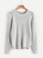 Romwe Pale Grey Diamondback Casual Sweater