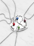 Romwe Crystal Detail Heart Shaped Friendship Necklace 4pcs