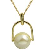Romwe Fashionable White Wood Imitation Pearl Long Ball Pendant Necklace