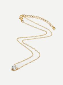 Romwe Rhinestone Pendant Chain Necklace