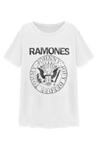 Romwe Ramones Print White T-shirt