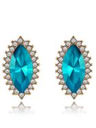 Romwe Blue Gemstone Stud Earrings
