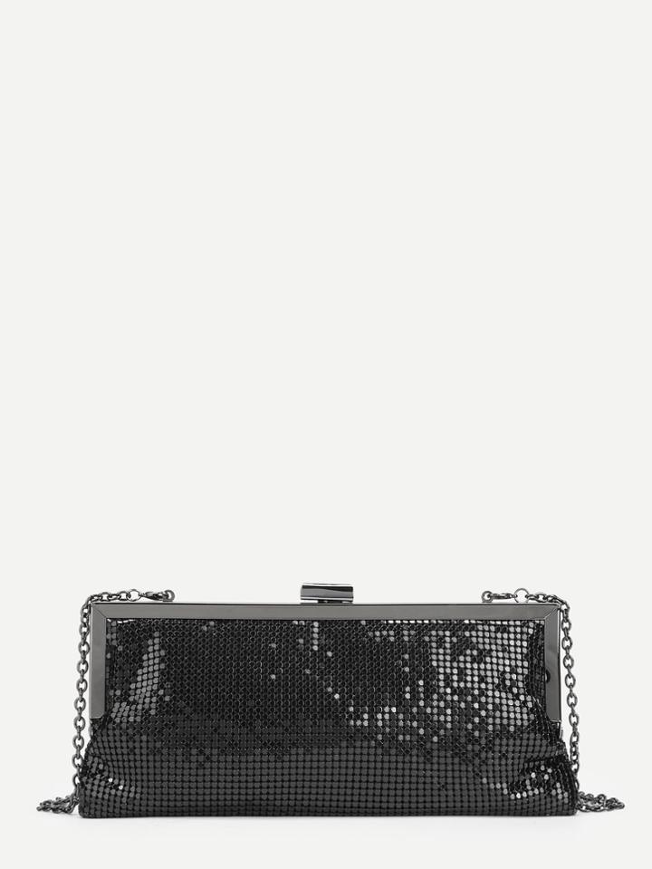 Romwe Glitter Clutch Chain Bag