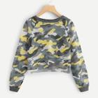 Romwe Camouflage Print Net Tee