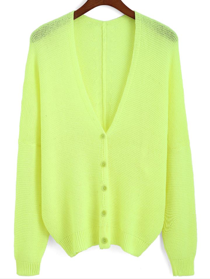 Romwe Open-knit Button-down Cardigan