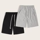 Romwe Guys Heather Knit Slant Pocket Drawstring Shorts 2pcs