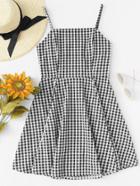 Romwe Cut Out Back Gingham Cami Dress