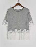 Romwe Lace & Chiffon Trimmed T-shirt