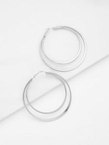 Romwe Double Layered Open Hoop Earrings