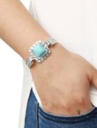 Romwe Turquoise Set-in Carved Bracelet