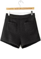 Romwe Side Zipper With Pockets Black Shorts