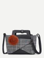 Romwe Gingham Print Pu Crossbody Bag With Inner Pouch