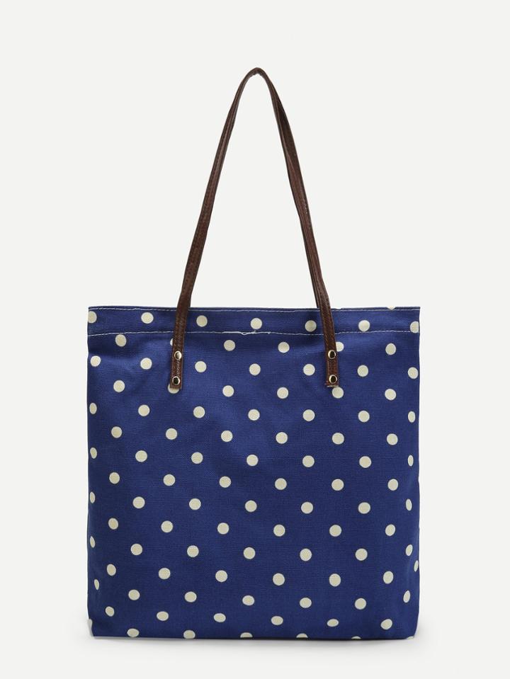 Romwe Polka Dot Print Tote Bag