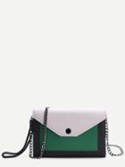 Romwe Color Block Flap Chain Bag