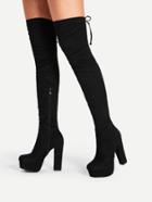 Romwe Tie Back Side Zipper Platform Boots