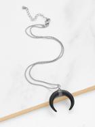 Romwe Contrast Moon Pendant Beaded Necklace