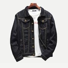 Romwe Guys Dual Pocket Solid Denim Jacket