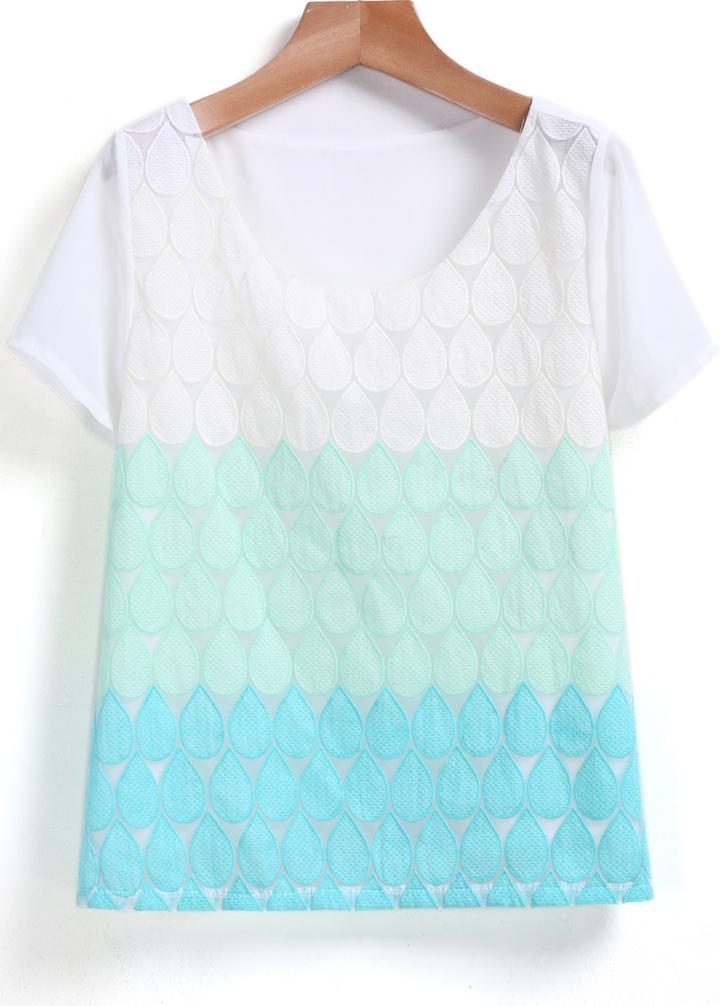 Romwe Color-block Drop Pattern T-shirt