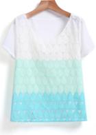 Romwe Color-block Drop Pattern T-shirt