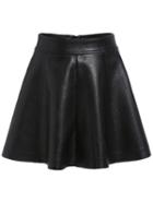 Romwe Zipper Pu A-line Black Skirt