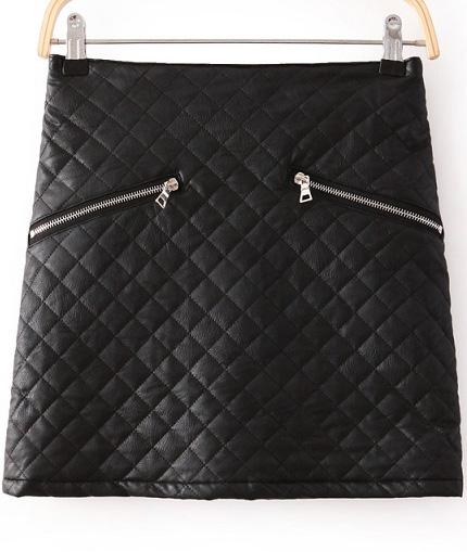 Romwe Diamond Patterned Zipper Bodycon Skirt
