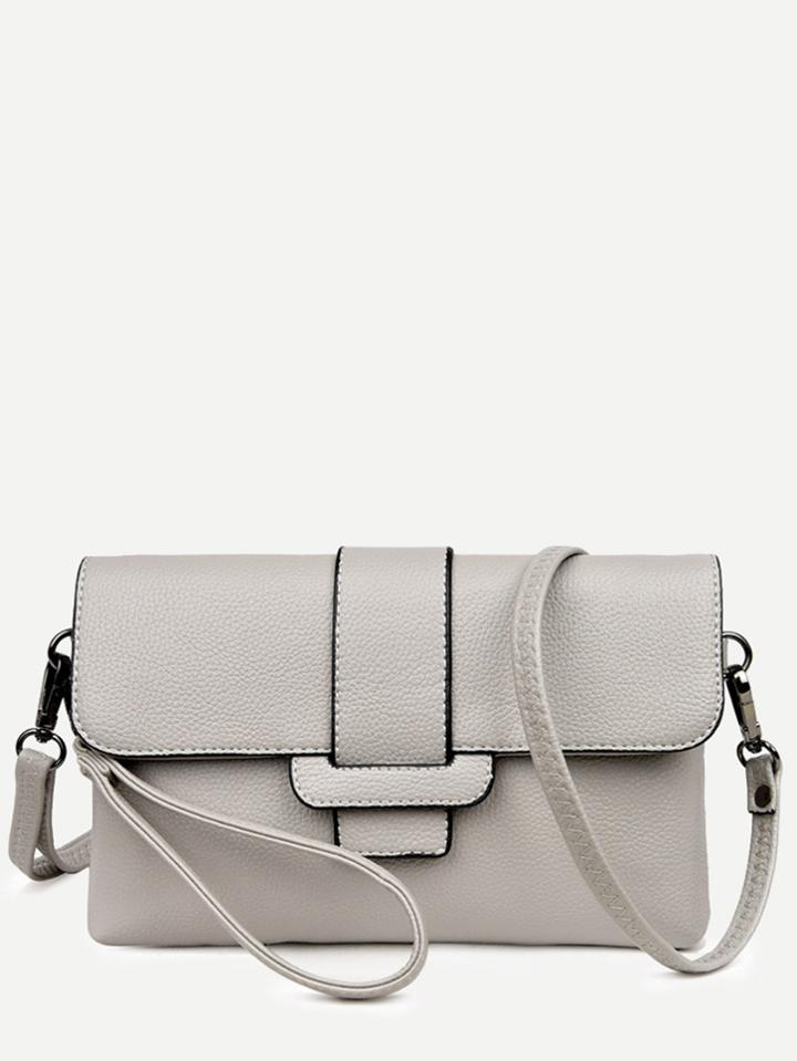 Romwe Grey Faux Leather Satchel Bag