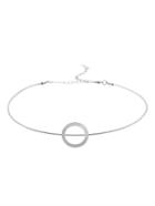 Romwe Silver Plated Circle Hollow Out Choker Necklace