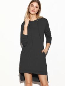 Romwe Slit Side Dip Hem Hoodie Dress