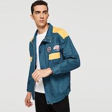 Romwe Guys Zip And Button Up Patched Detail Jacket