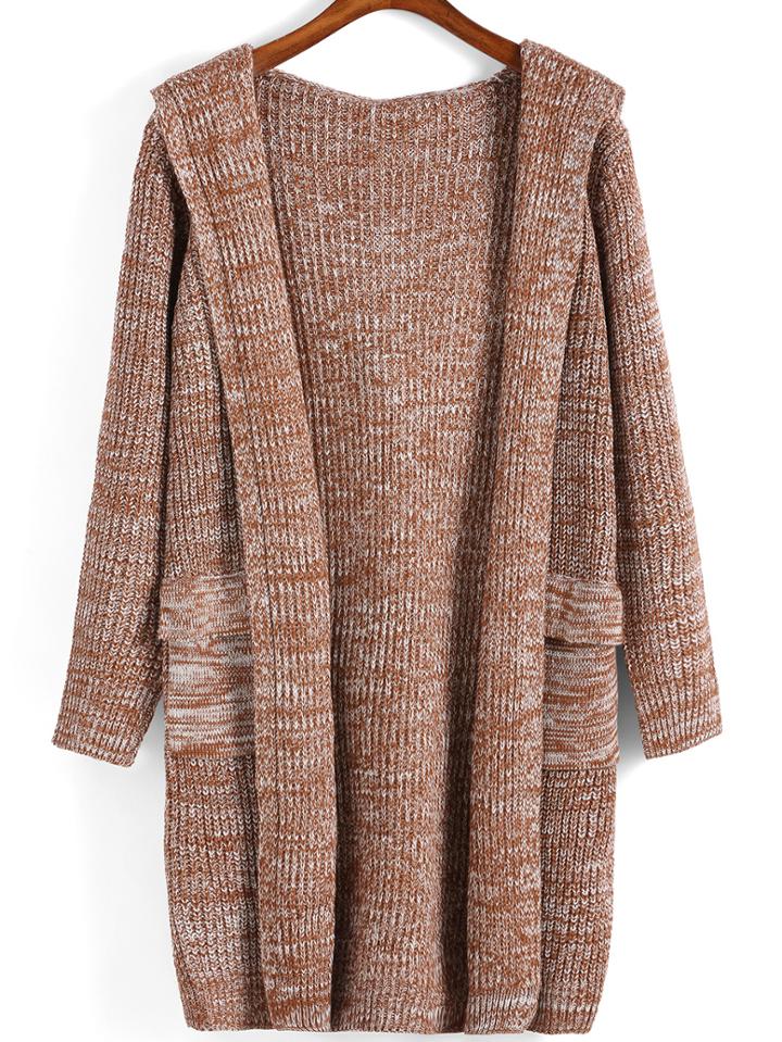 Romwe Hooded Open Front Coat