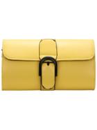 Romwe Yellow Buckle Chain Clutches