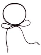 Romwe Black Leaf Pendant Wrap Choker Necklace